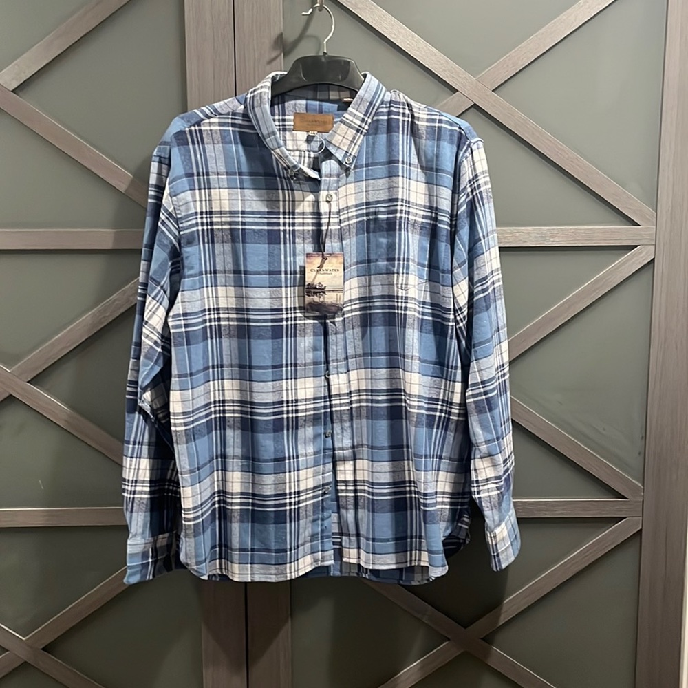 Clear Water Outfitters blue flannel shirt